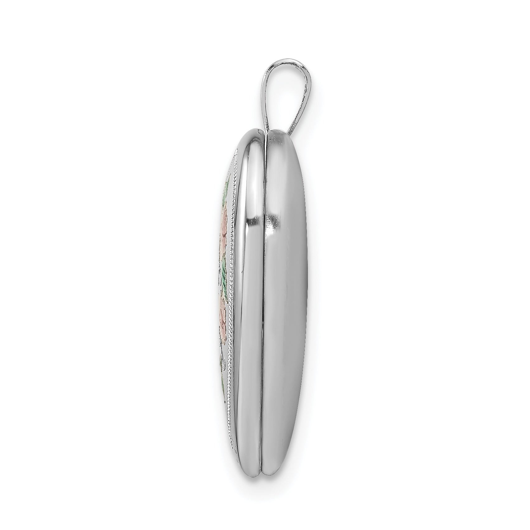Sterling Silver Rhodium-plated 20mm Diamond Cut  & Enameled Love Heart Locket Secondary image