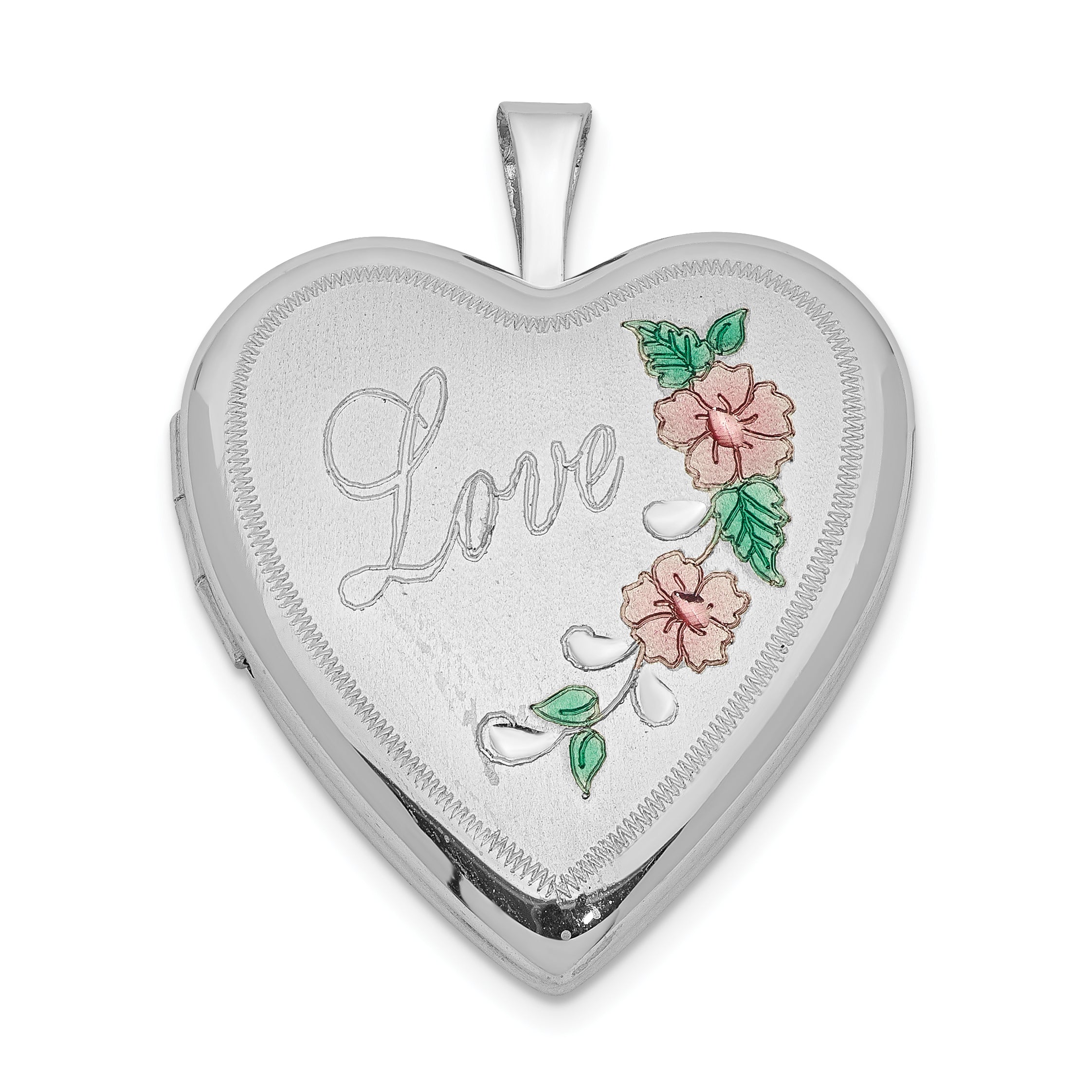 Sterling Silver Rhodium-plated 20mm D/C & Enameled Love Heart Locket Main image
