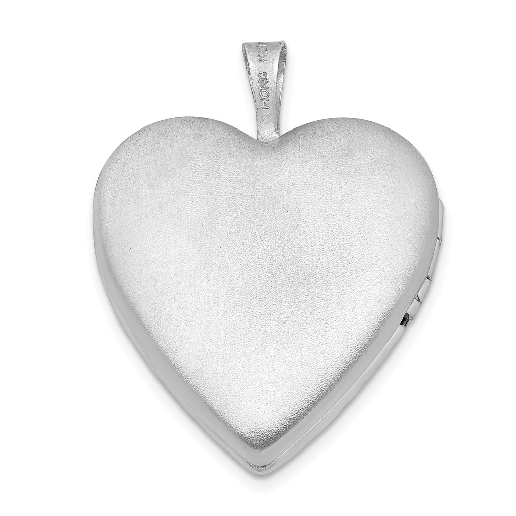 Sterling Silver Rhodium-plated 20mm Diamond Cut  Heart Locket