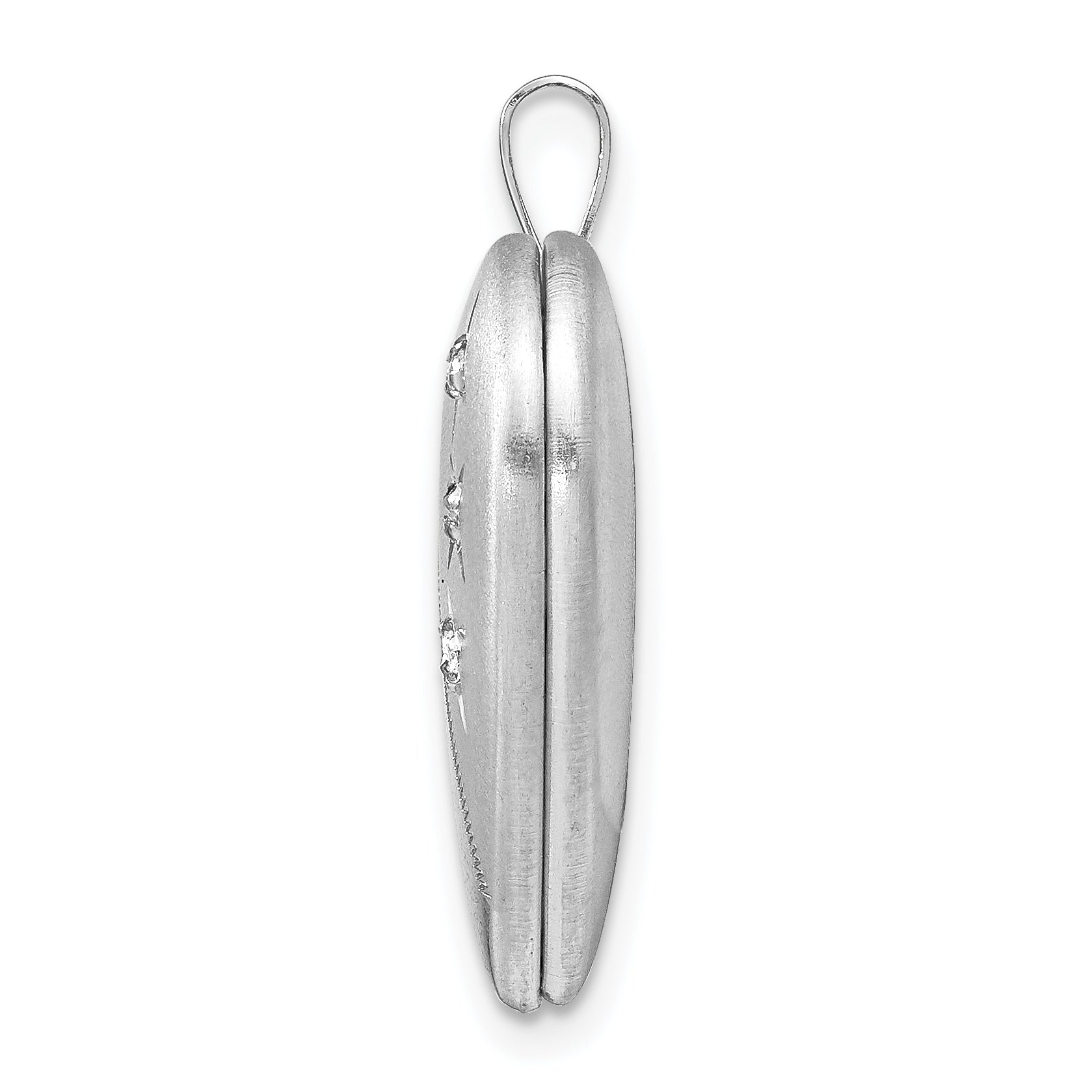 Sterling Silver Rhodium-plated Polished & Satin Diamond 20mm Heart Locket Secondary image