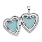 Sterling Silver Rhodium-plated Polished Diamond Star 16mm Heart Locket