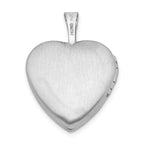 Sterling Silver Rhod-plated Polished/Satin Diamond 16mm Diamond Cut  Heart Locket