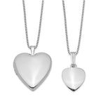 Sterling Silver Rhodium-plated Polished & Satin Heart 18in Locket Necklace & 14in Pendant Necklace Set