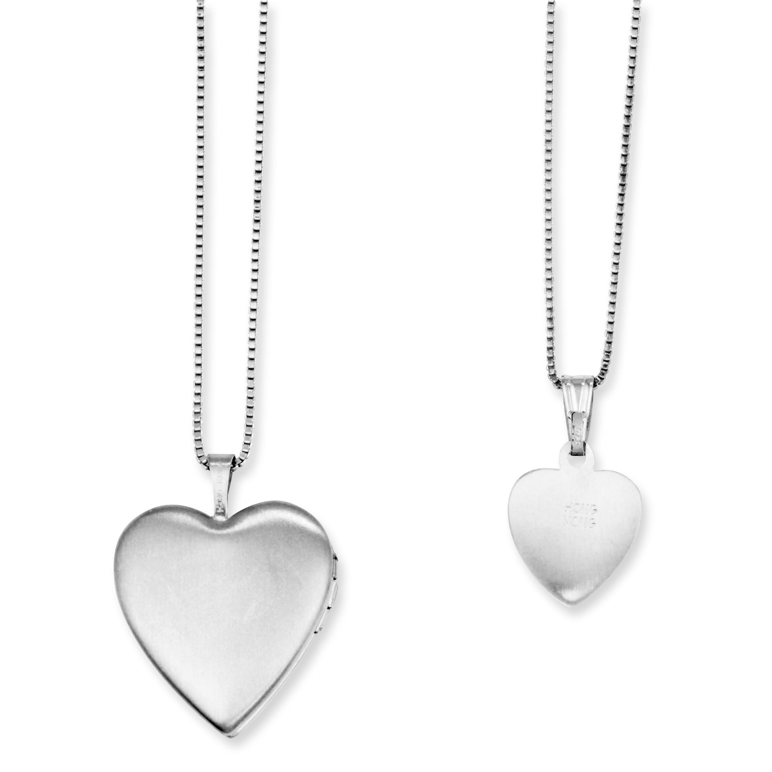 Sterling Silver Rhodium-plated Polished & Satin Butterfly Heart Locket & Pendant Mother/Daughter Necklace Set