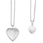 Sterling Silver Rhodium-plated Polished & Satin Butterfly Heart Locket & Pendant Mother/Daughter Necklace Set