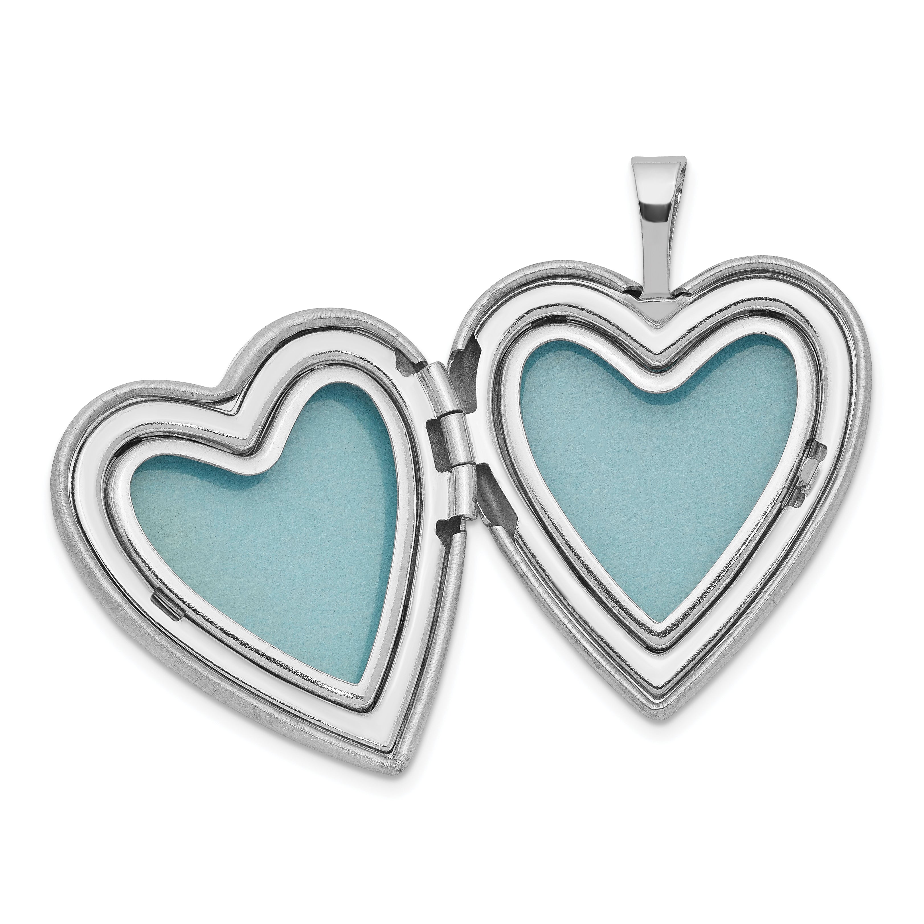 Sterling Silver Rhodium-plated Polished & Satin Butterfly Heart Locket & Pendant Mother/Daughter Necklace Set