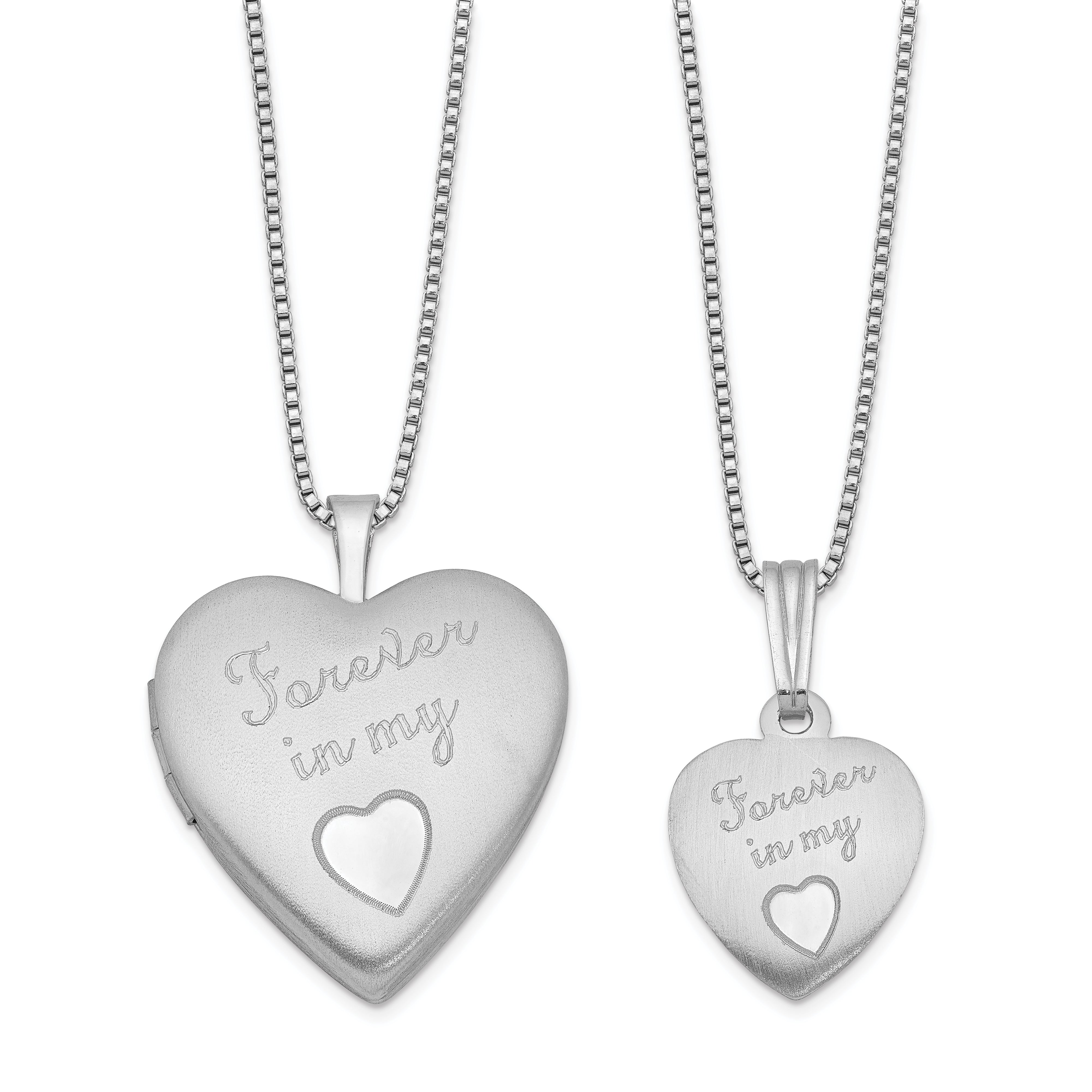 Sterling Silver Rhodium-plated Polished & Satin Forever In My Heart Mother/Daughter Locket/Pendant Necklace Set Main image