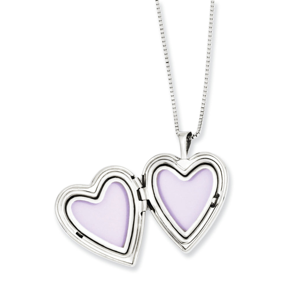Sterling Silver Rhodium-plated Polished & Satin Back Swirl Design Mother 18in Locket & Daughter 14in Pendant Necklace Set