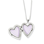 Sterling Silver Rhodium-plated Polished Diamond Heart 18in Mom Locket Necklace & 14in Heart Pendant Necklace Set