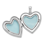 Sterling Silver Rhodium-plated Satin Diamond Cut 18in Diamond Cross Heart Locket Necklace & 14in Cross Heart Pendant Necklace Set