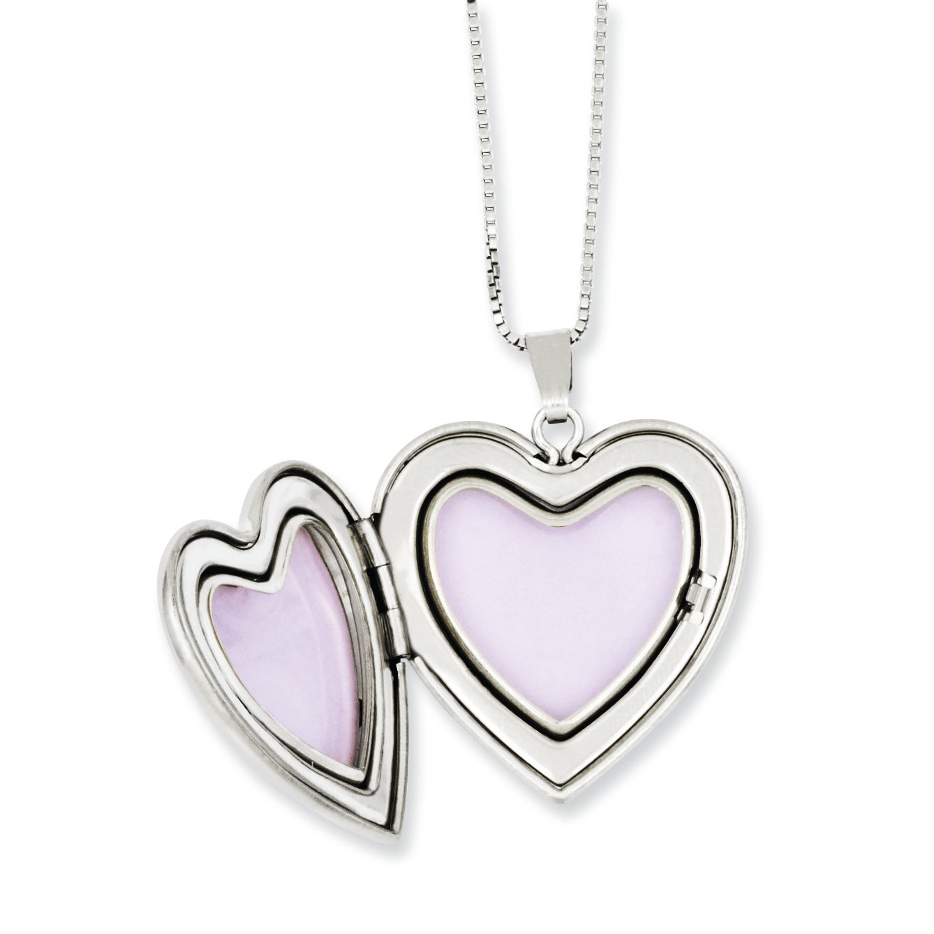 Sterling Silver Rhodium-plated Enameled Polished/Satin Rose I Love You Heart Mom 18in Locket & Daughter 14in Pendant Necklace Set Secondary image