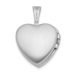 Sterling Silver Rhodium-plated Floral Heart Wings 12mm Heart Locket