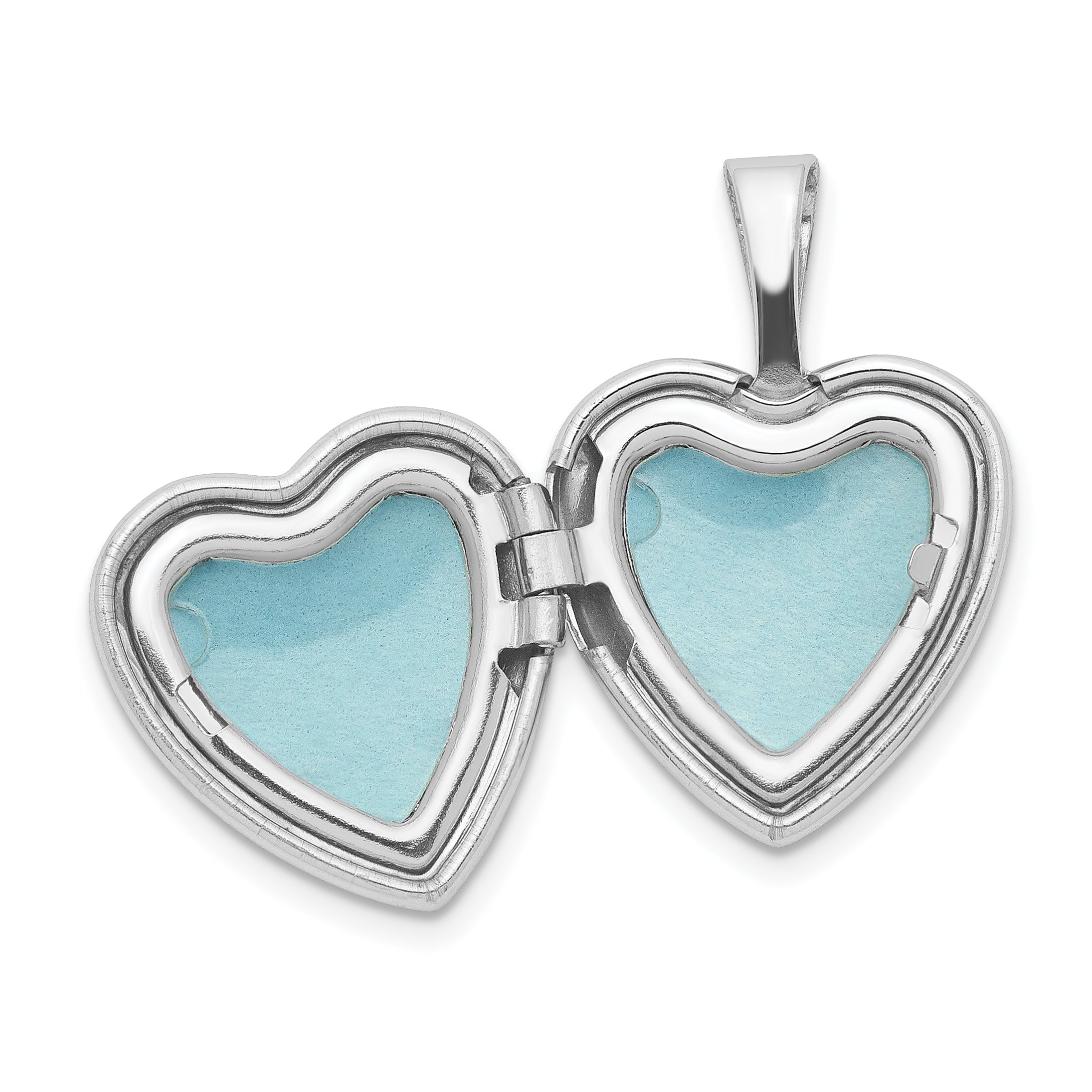 Sterling Silver Rhodium-plated Floral Heart Wings 12mm Heart Locket