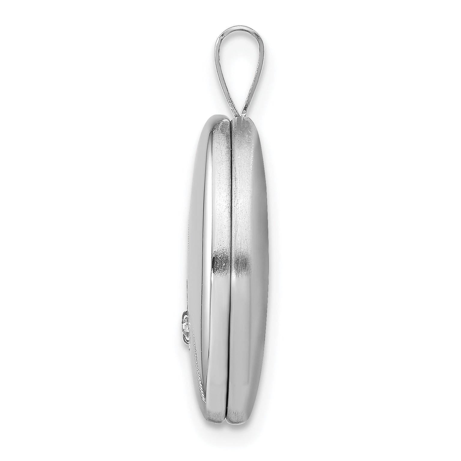 Sterling Silver Rhodium-plated 19mm Diamond Polished/Satin Star Oval Locket Secondary image