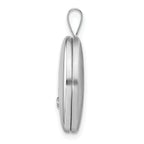 Sterling Silver Rhodium-plated 19mm Diamond Polished/Satin Star Oval Locket