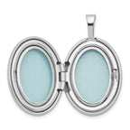 Sterling Silver Rhodium-plated 19mm Diamond Polished/Satin Star Oval Locket