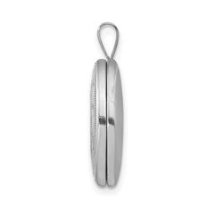 Sterling Silver Rhod-plated Polished & Satin Leaf Border 19mm Oval Locket
