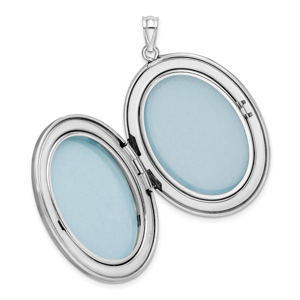 Sterling Silver Rhodium-plated Butterflies 34mm Oval Locket