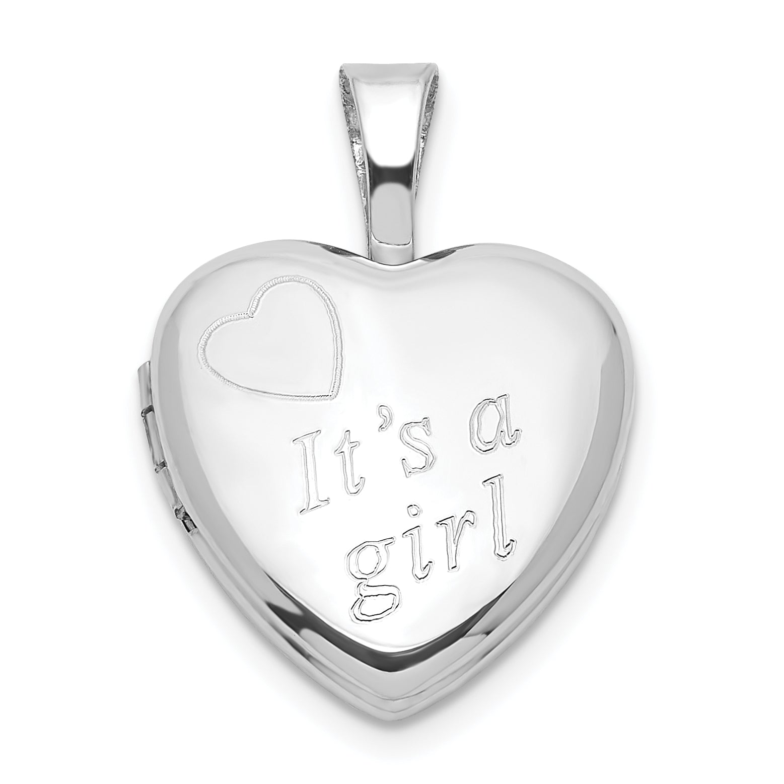 Sterling Silver It's A Girl 12mm Heart Locket Main image