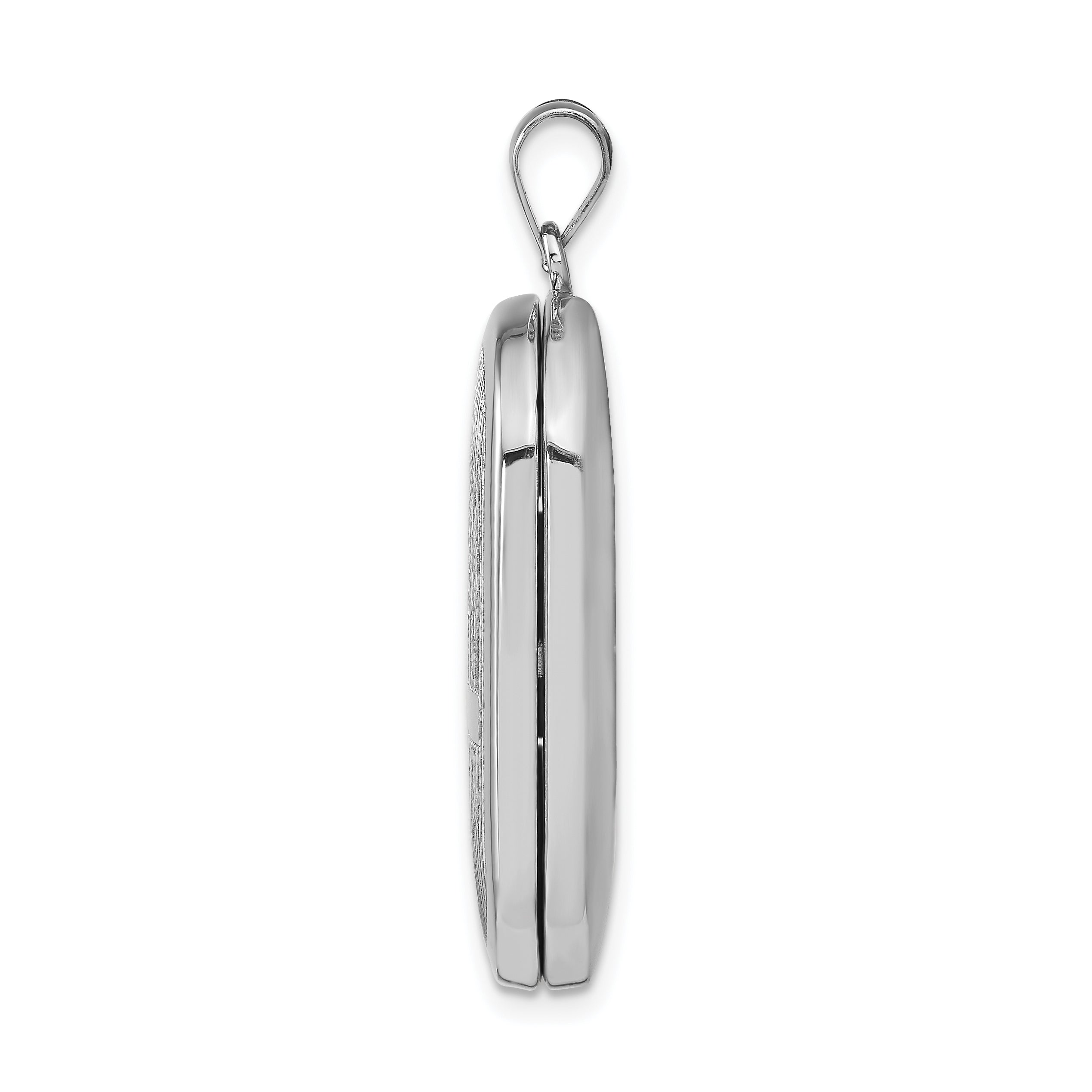 Sterling Silver Rhodium-plated Cross Rectangular Locket Secondary image
