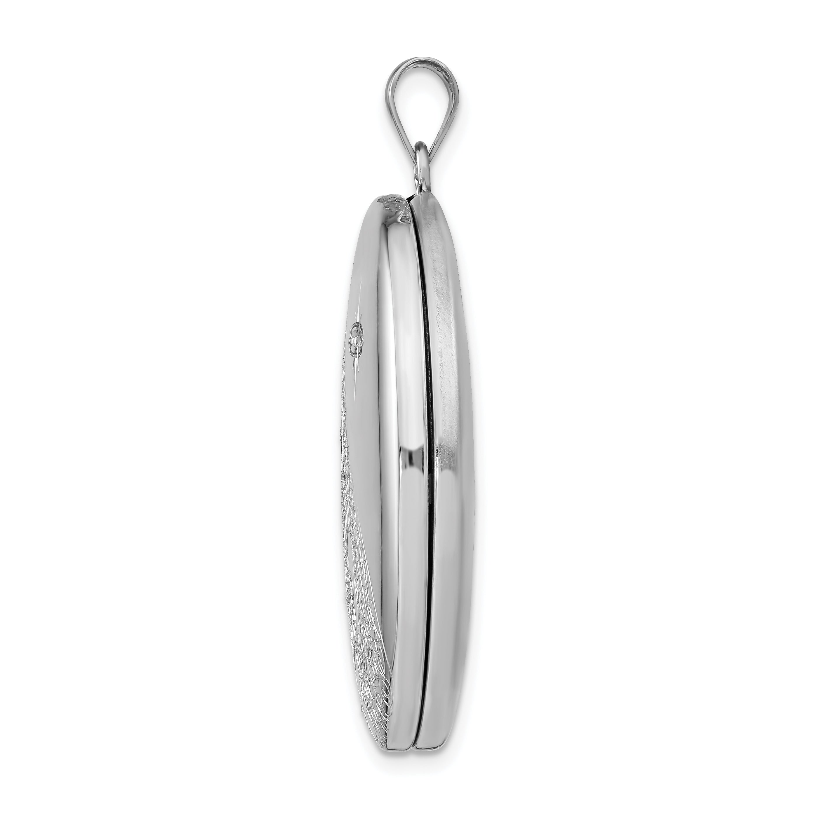 Sterling Silver Rhodium-plated & Diamond Footprints 34mm Oval Locket Secondary image