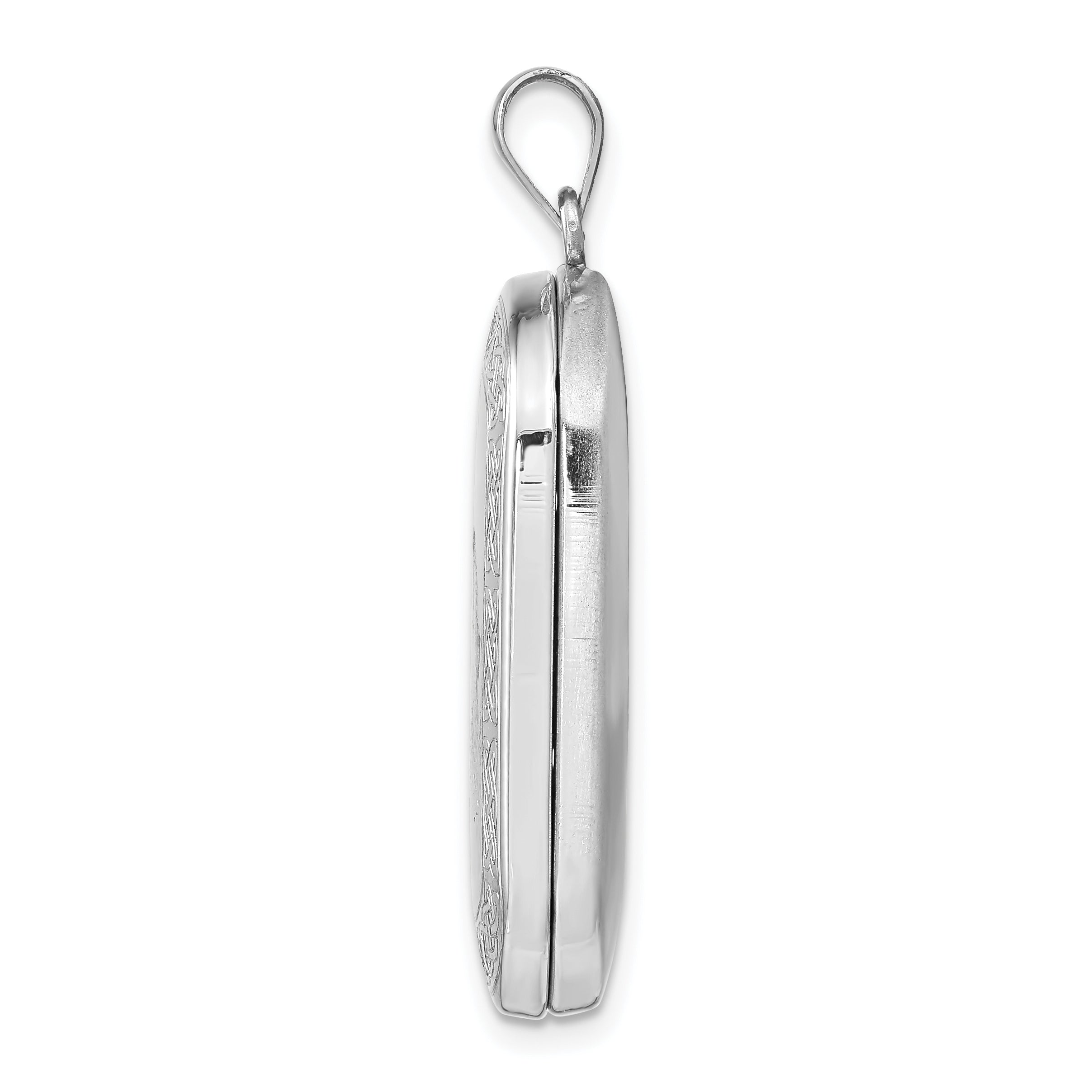 Sterling Silver Rhodium-plated Celtic Border Rectangular Locket Secondary image