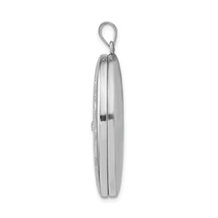 Sterling Silver Rhodium-plated & Diamond With  Swirl Border 34mm Oval Locket
