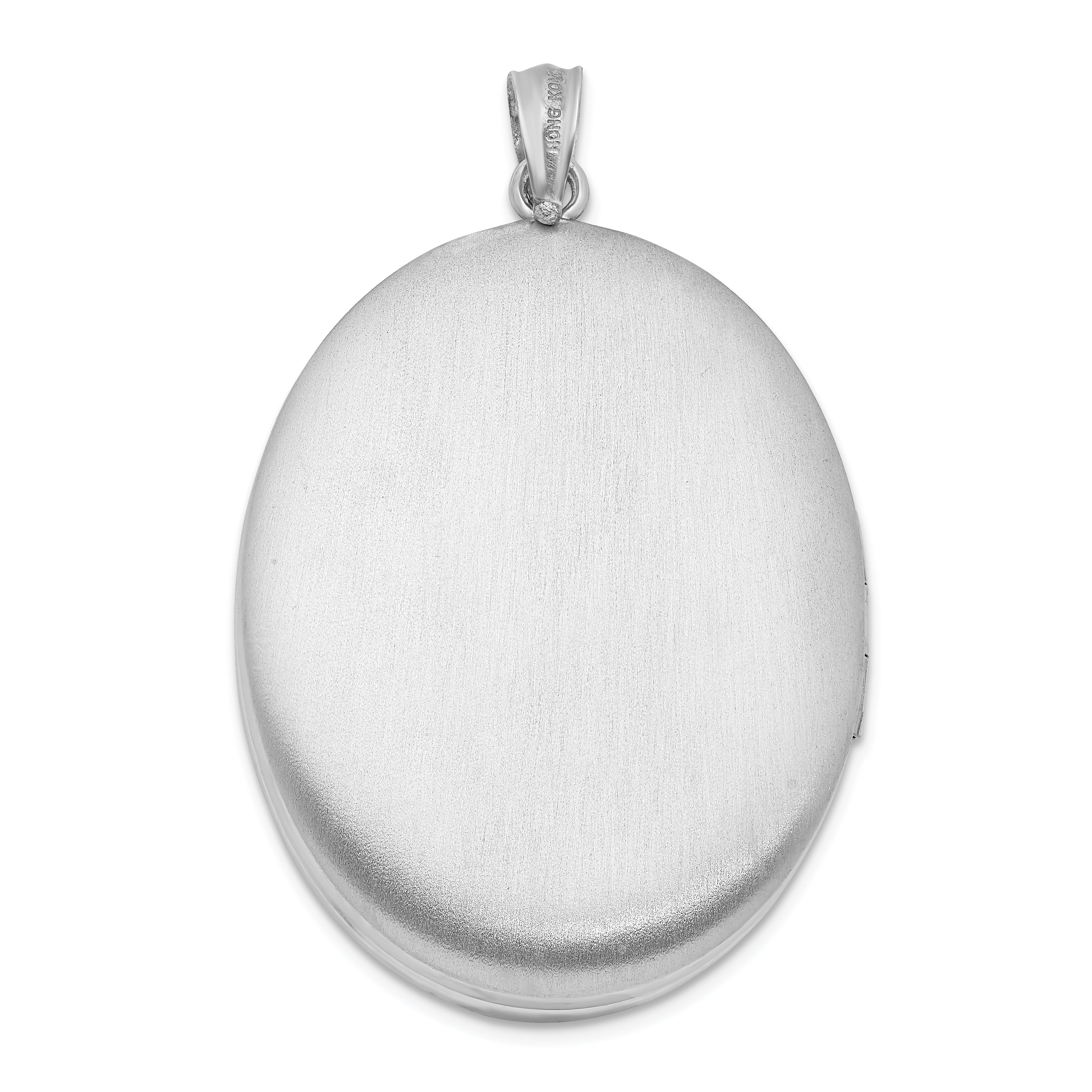 Sterling Silver Rhodium-plated & Diamond With  Swirl Border 34mm Oval Locket