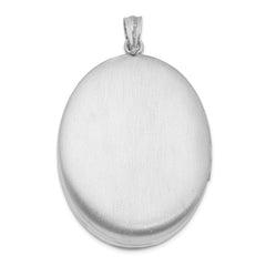 Sterling Silver Rhodium-plated & Diamond With  Swirl Border 34mm Oval Locket