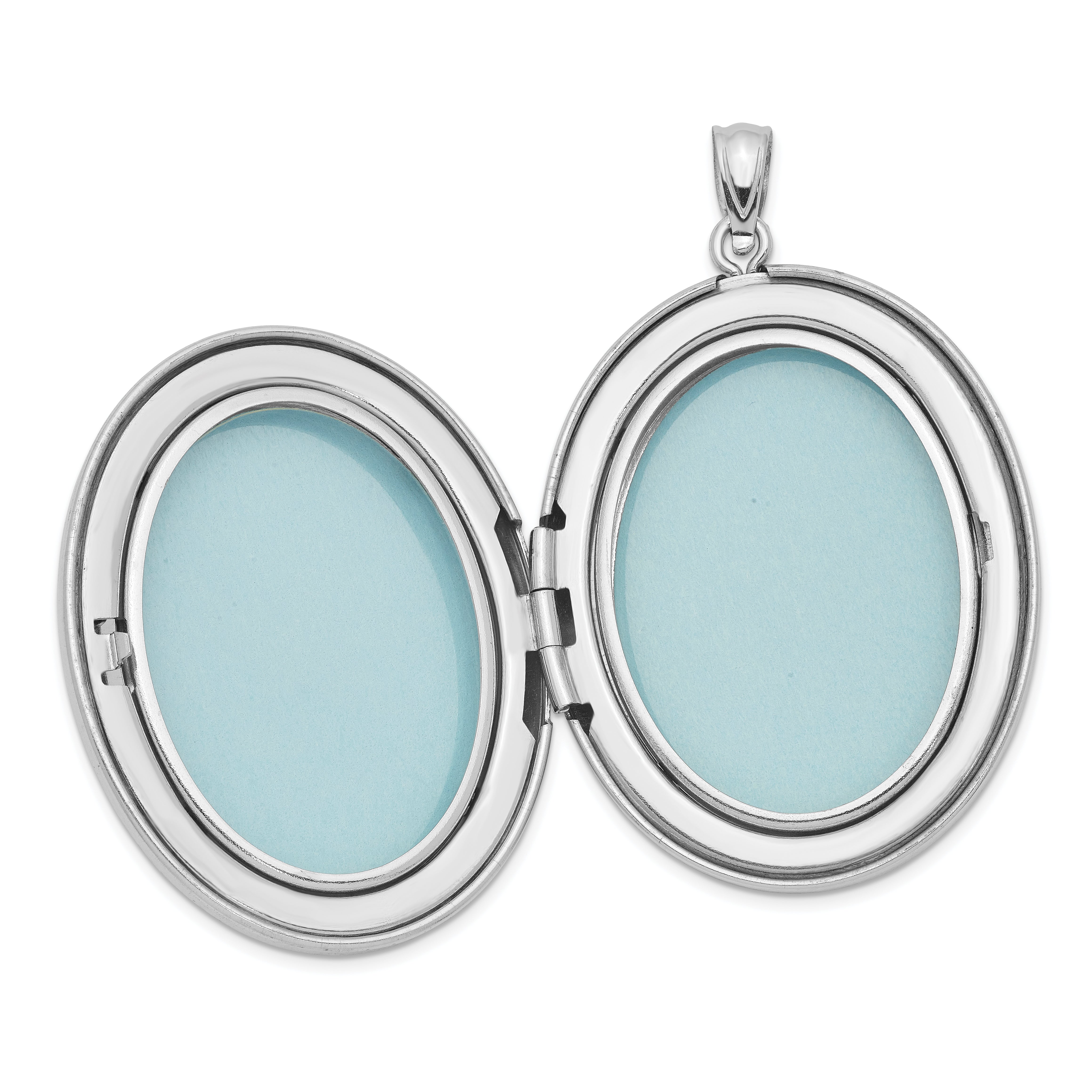 Sterling Silver Rhodium-plated & Diamond With  Swirl Border 34mm Oval Locket