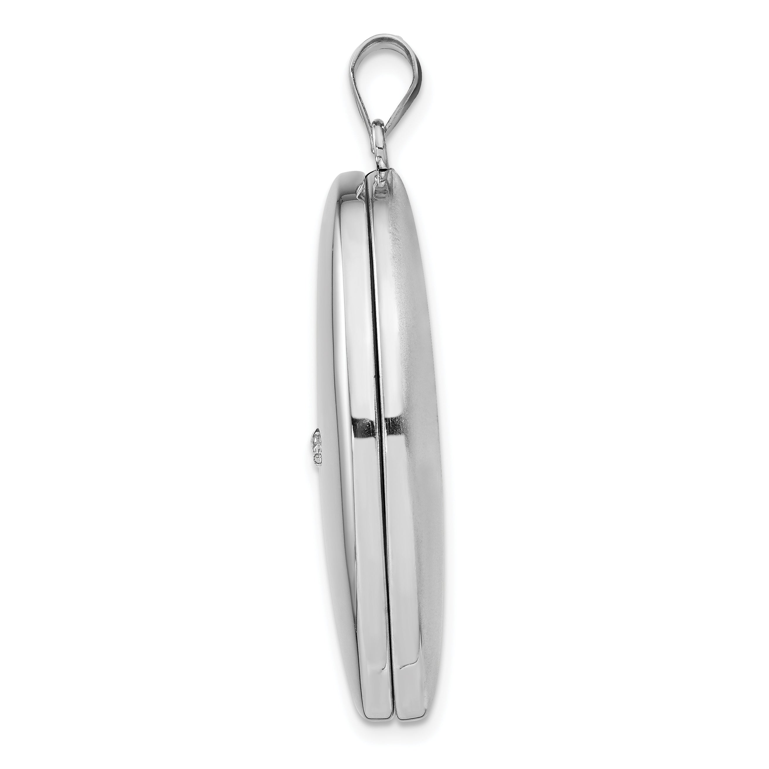 Sterling Silver Rhodium-plated & Diamond Polished 34mm Oval Locket Secondary image