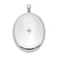 Sterling Silver Rhodium-plated & Diamond Polished 34mm Oval Locket