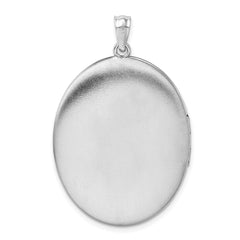 Sterling Silver Rhodium-plated With  Side Swirls 34mm Oval Locket