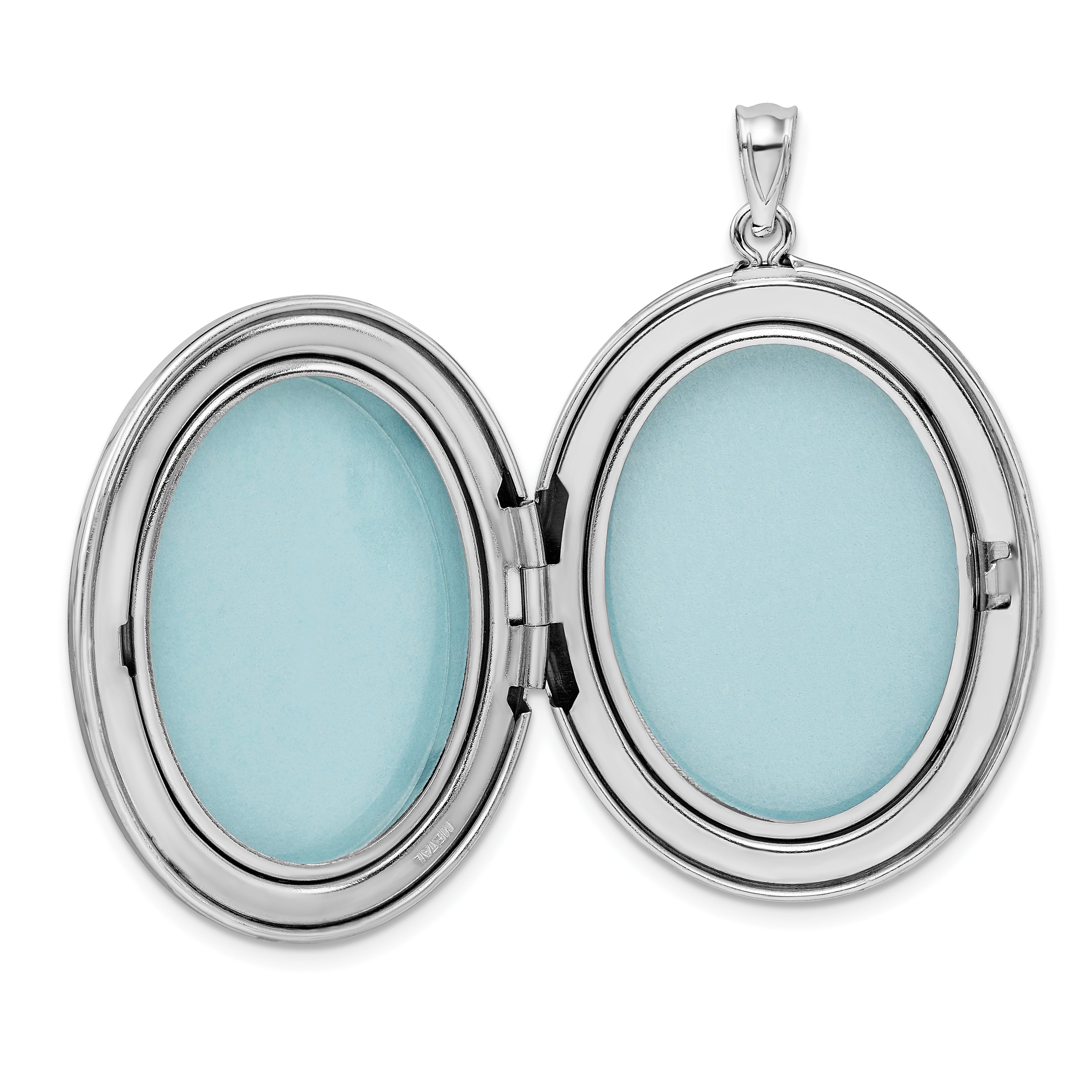 Sterling Silver Rhodium-plated With  Side Swirls 34mm Oval Locket