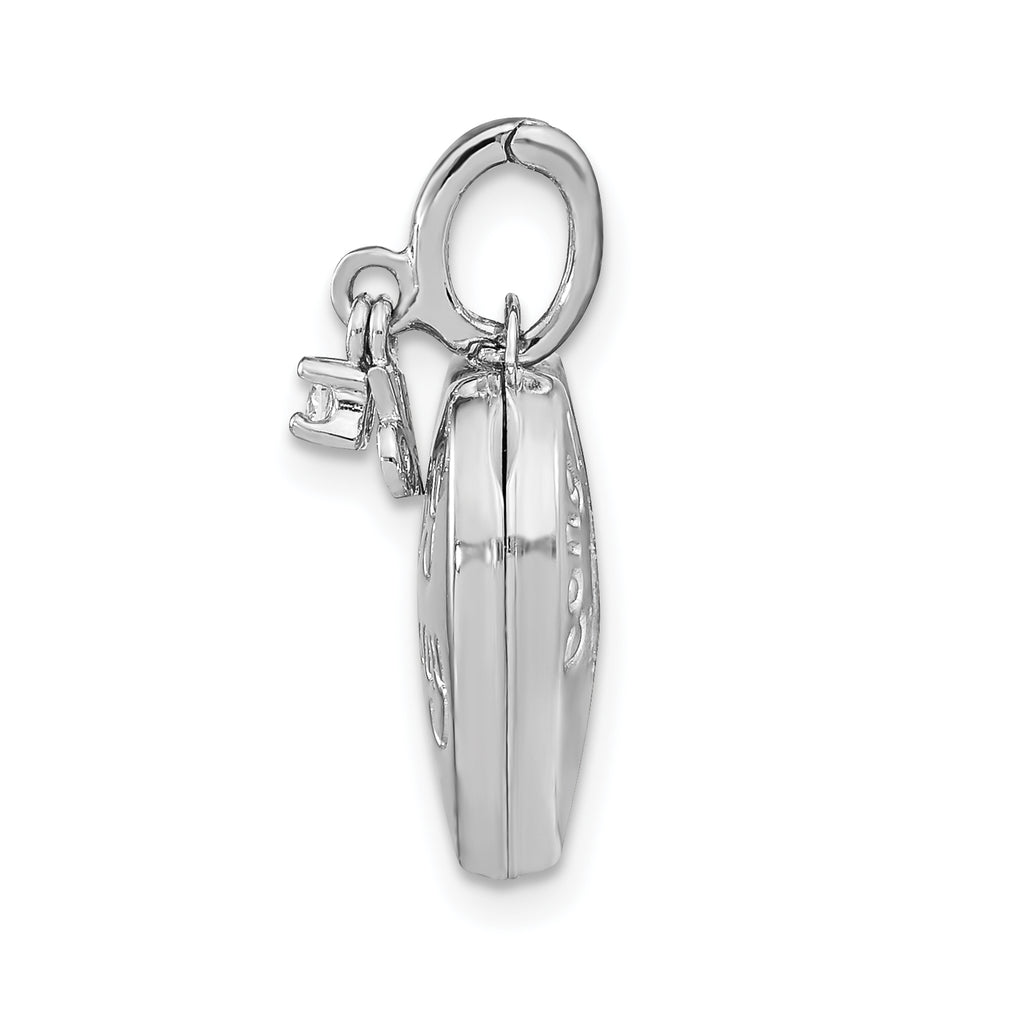 Sterling Silver Rhodium-plated Happy 16th Birthday With  CZ Heart Locket