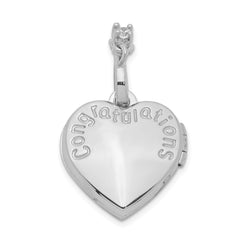 Sterling Silver Rhodium-plated Happy 16th Birthday With  CZ Heart Locket