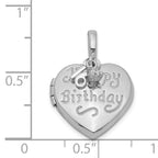 Sterling Silver Rhodium-plated Happy 16th Birthday With  CZ Heart Locket