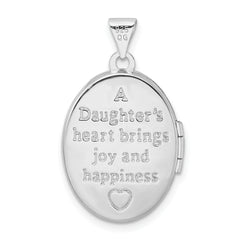 Sterling Silver Rhodium & Gold-plated Rose Daughter 21mm Oval Locket