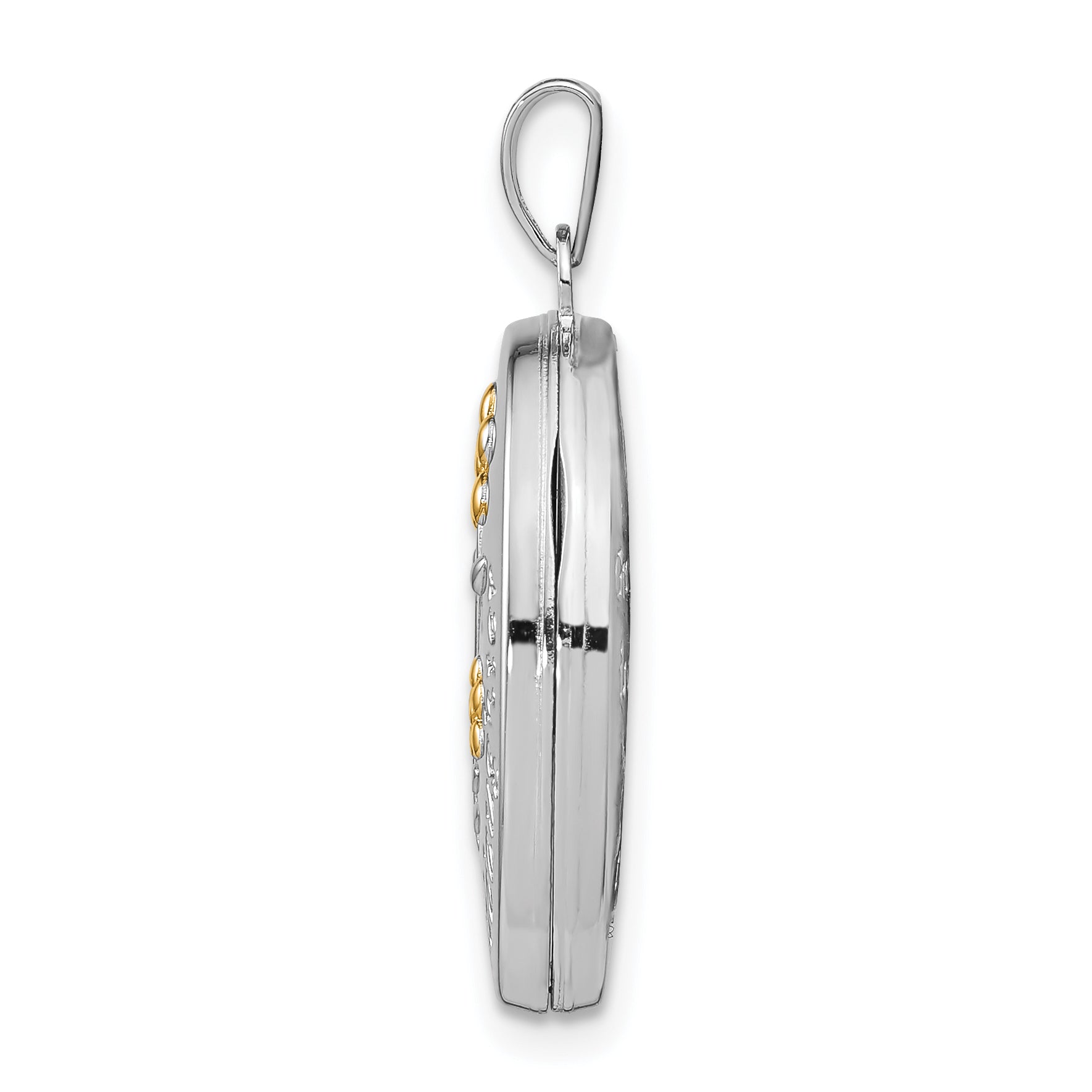 Sterling Silver Rhod-plated & Gold-plated Floral Granddaughter Oval Locket Secondary image