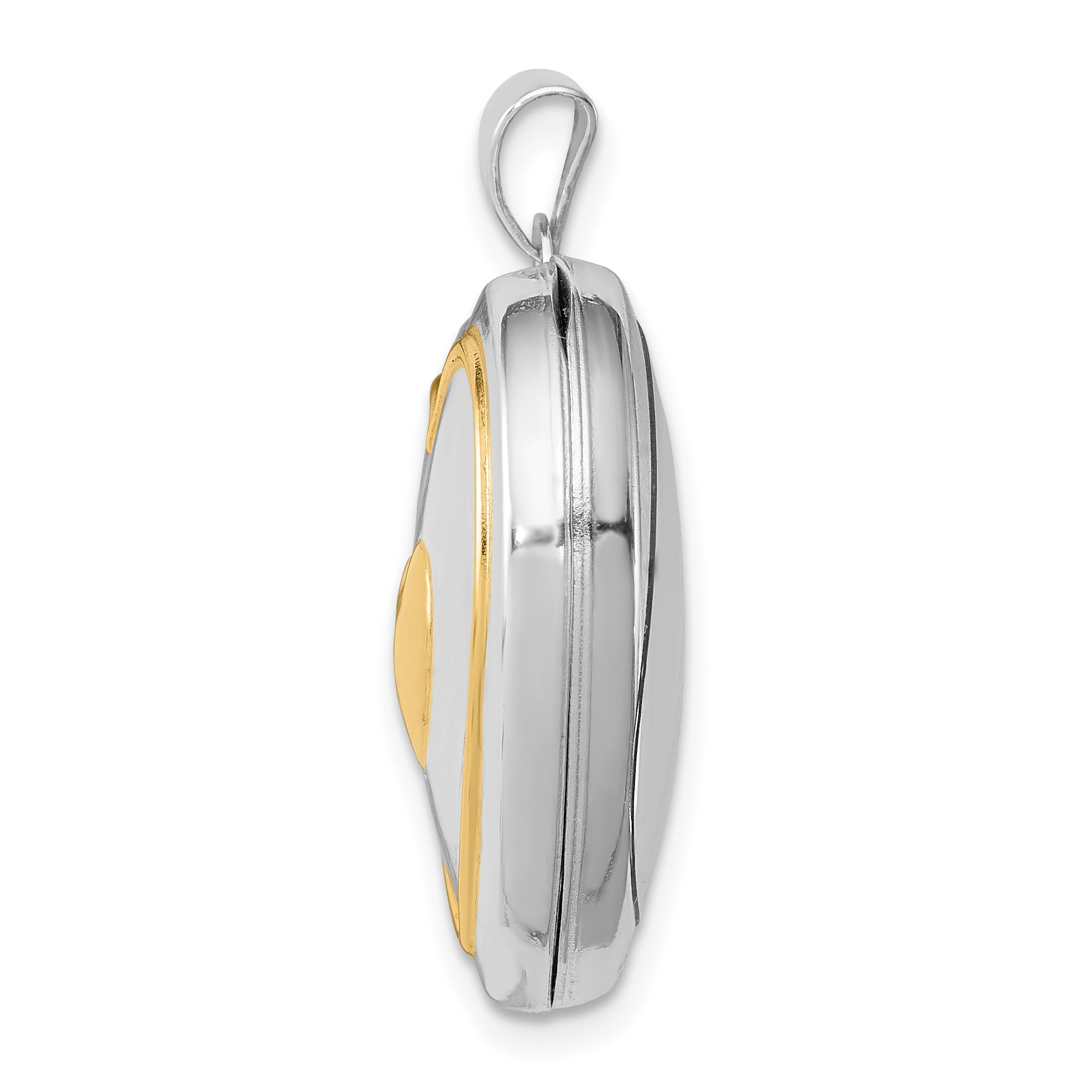 Sterling Silver Rhodium & Gold-plated With  Key Charm Inside 21mm Heart Locket Secondary image