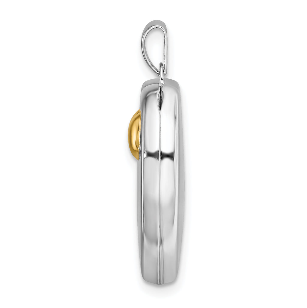 Sterling Silver Rhodium & Gold-plated 21mm I Love You Heart Locket