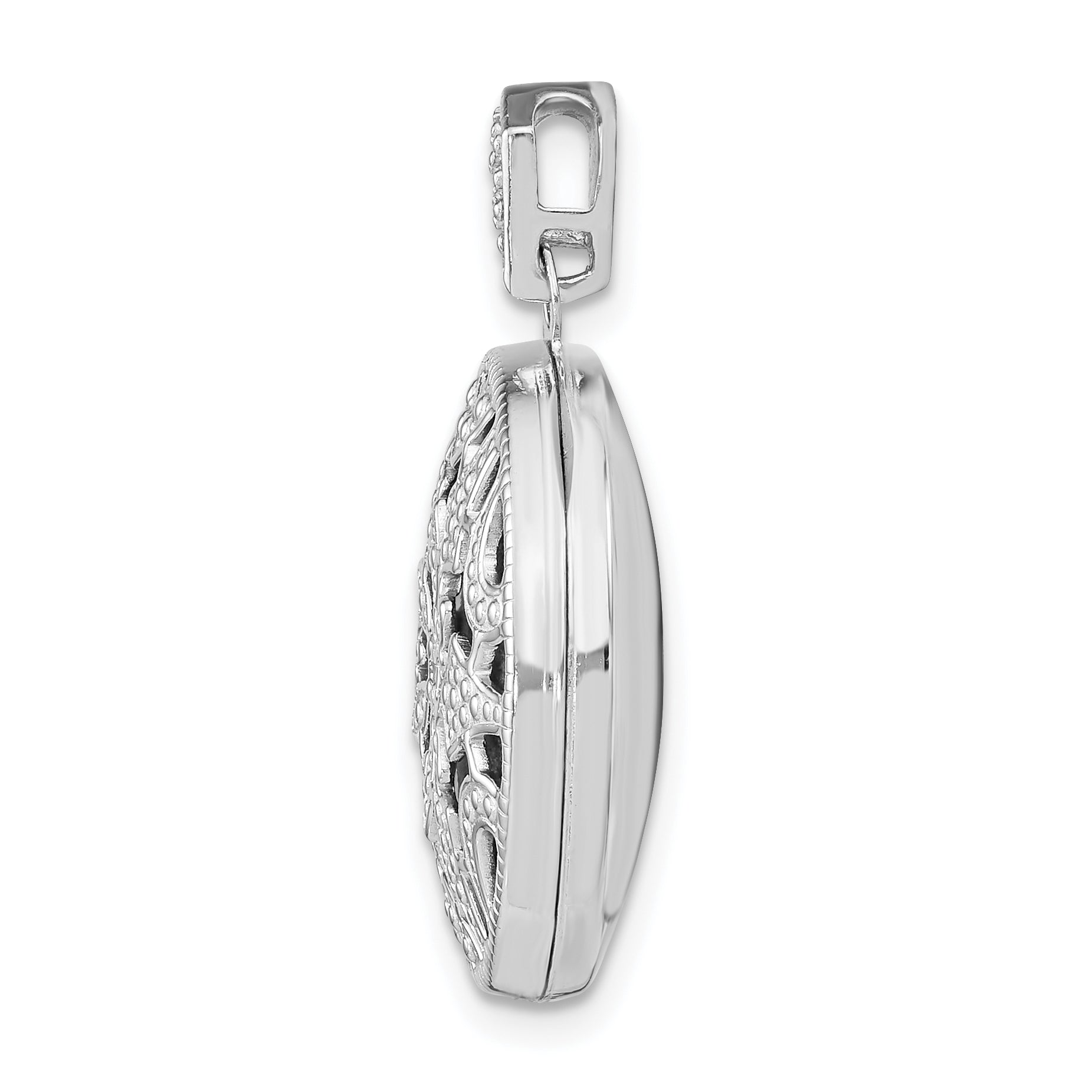 Sterling Silver Rhodium-plated 20mm Round With Diamond Vintage Locket Secondary image