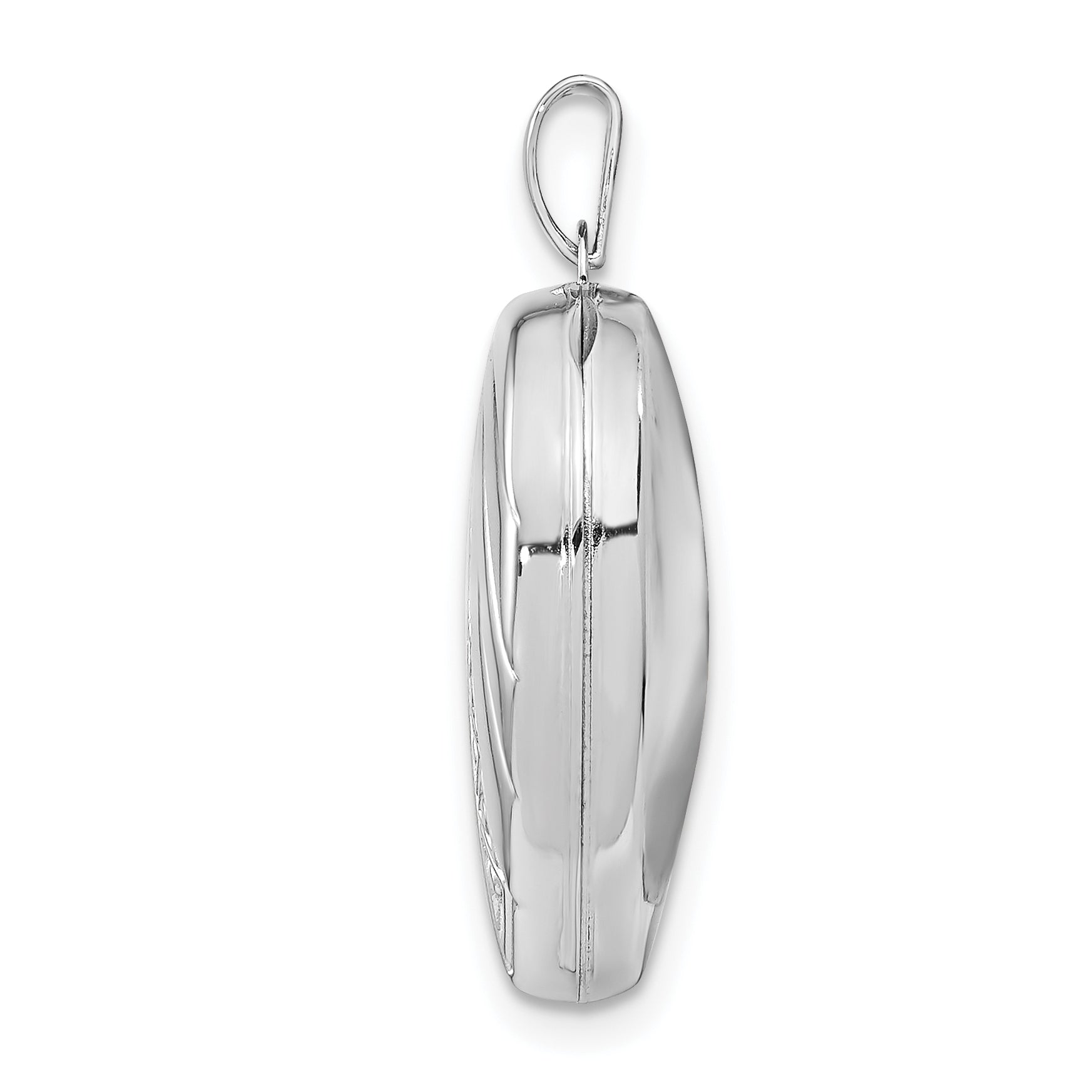 Sterling Silver Rhodium-plated 21mm Textured Heart Locket Secondary image