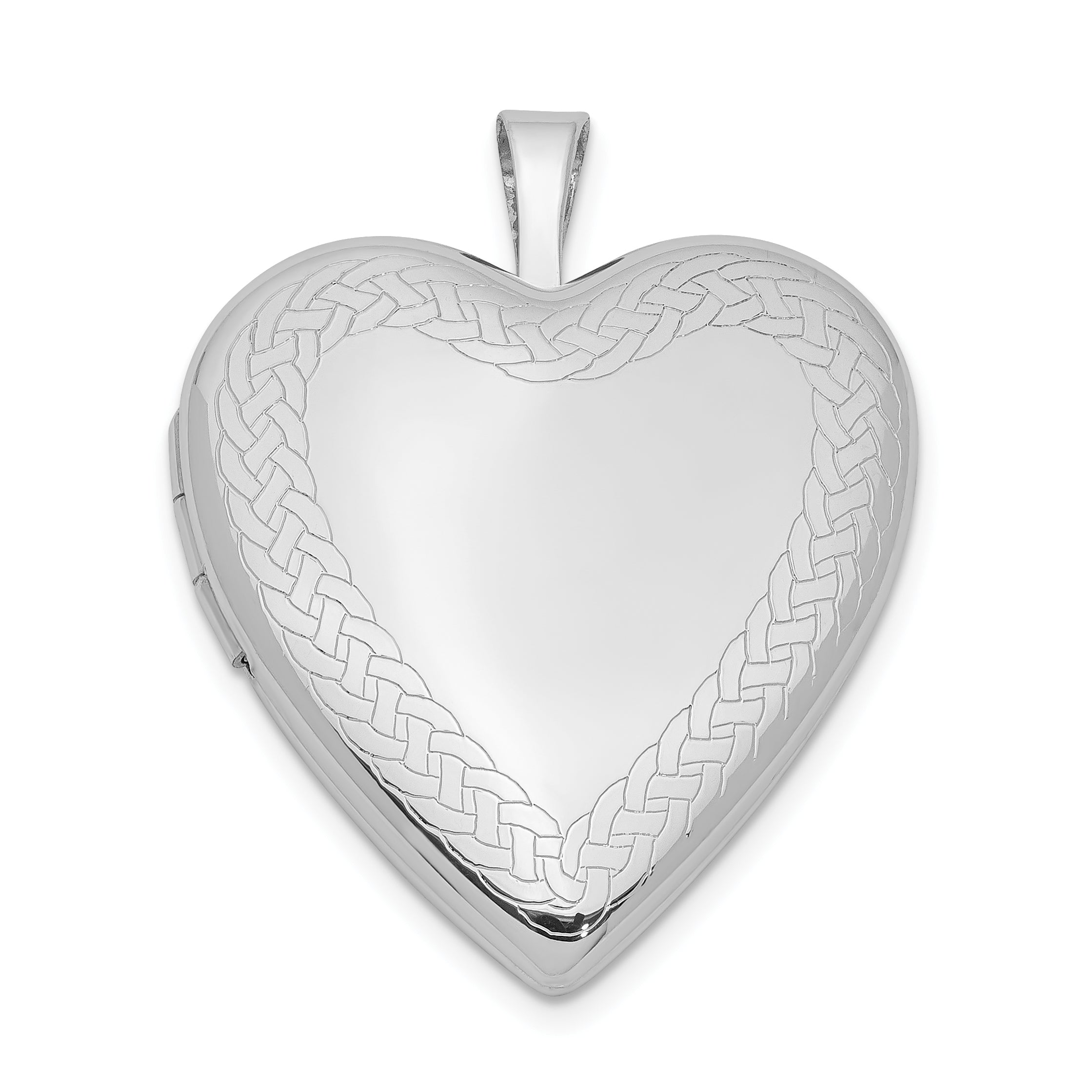 Sterling Silver Rhodium-plated Braided Edge Heart Locket Main image