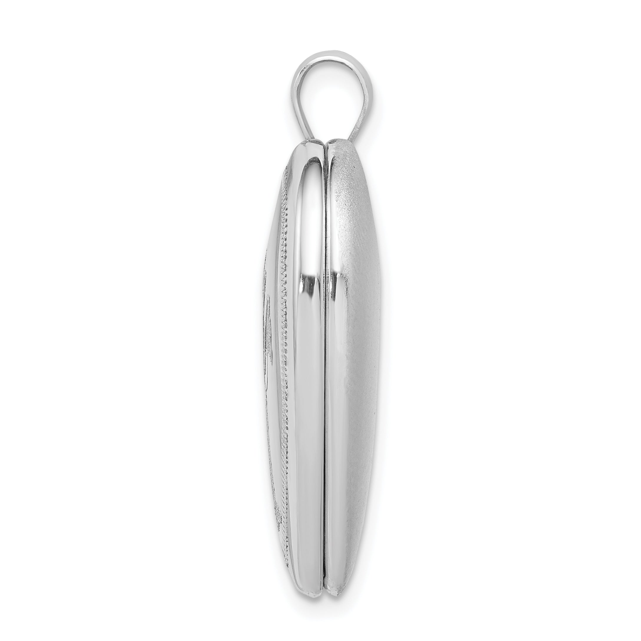 Sterling Silver Rhodium-plated Dove with Cross Heart Locket Secondary image