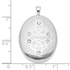 Sterling Silver Crystal Trinity Oval Locket