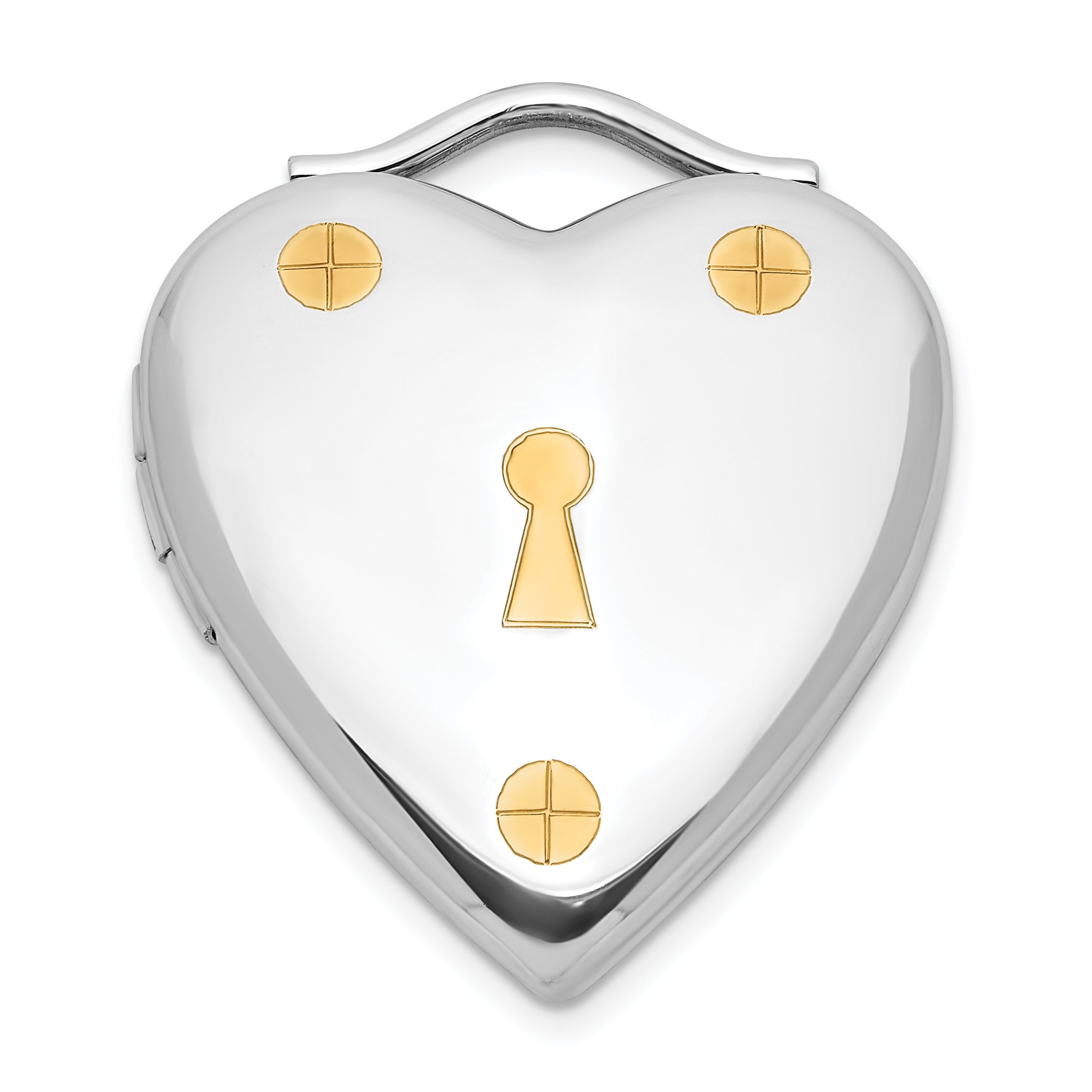 Sterling Silver & Gold-Plated Polished 20mm Lock Heart Locket Main image