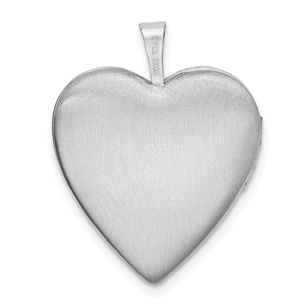 Sterling Silver Rhodium-plated Textured & Polished Paw Prints Heart Locket