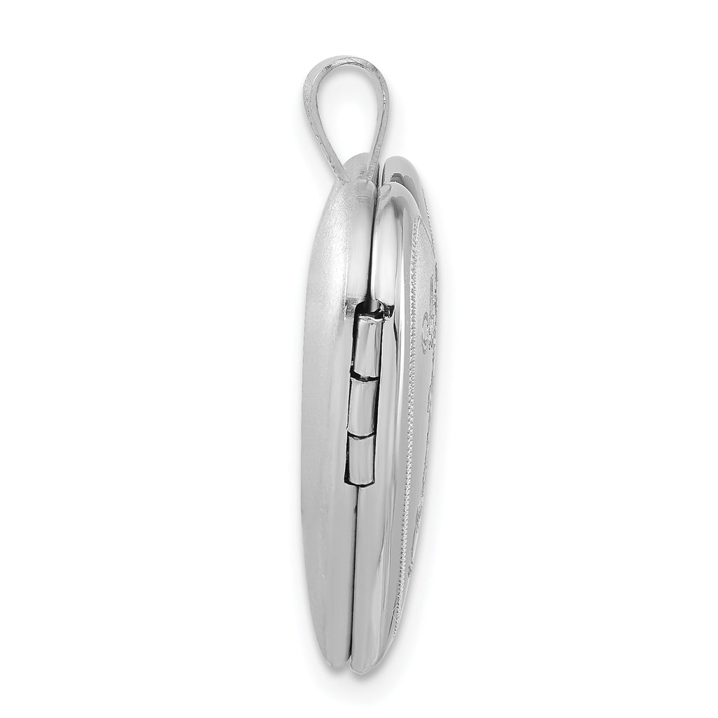 Sterling Silver 20mm Mi Bautizo Satin & Polished Heart Locket