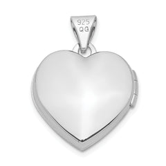 Sterling Silver Rhodium-plated 15mm Double Heart on Heart Locket